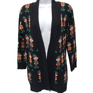 Love on a Hanger Womens Christmas Elves Holiday Elf Cardigan Sweater Size Small